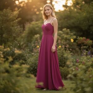 Liv Foster Rich Magenta Twill StraplessGown Notched Neck Dress ML1E208262 Size 8
